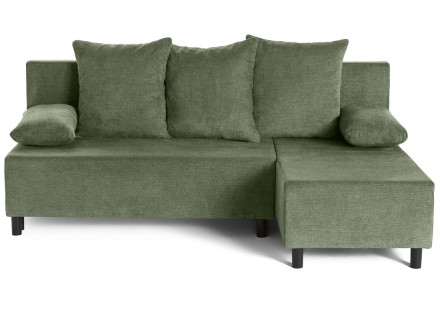 Canapé d'angle réversible 4 places convertible avec coffre en tissu texturé Gloria