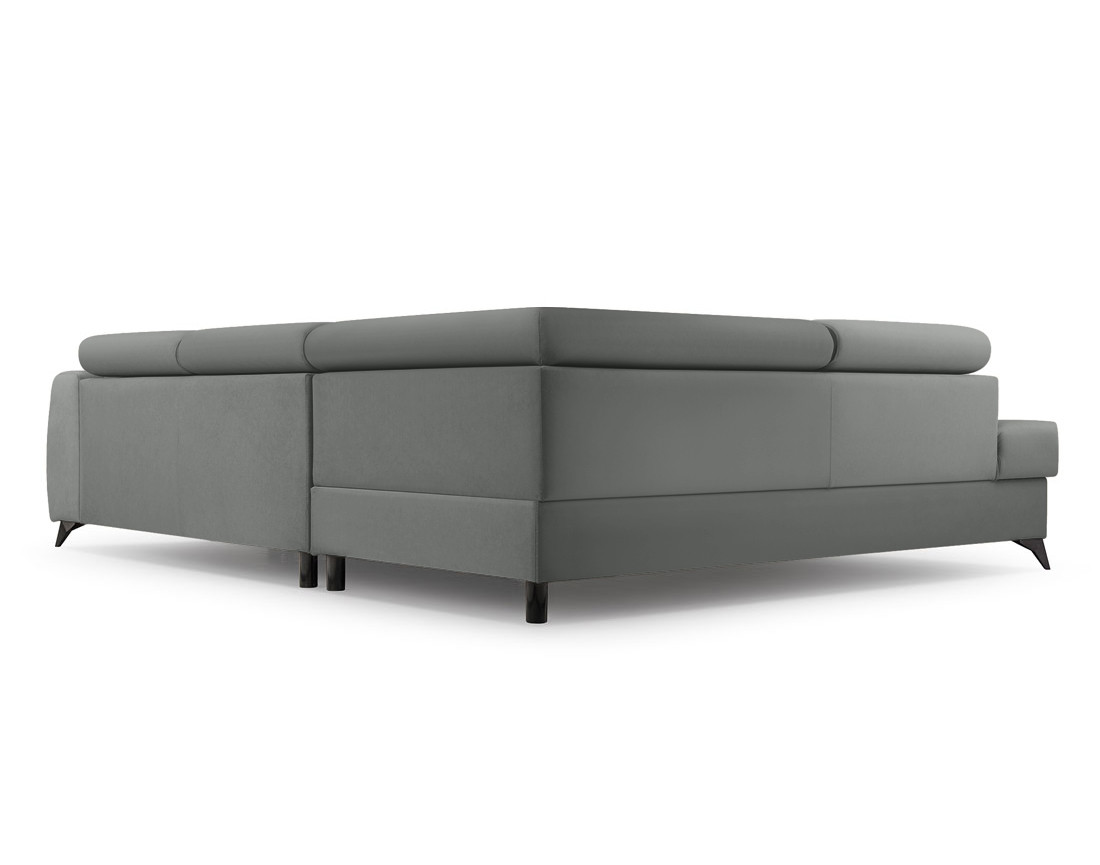 Canapé d'angle gauche 5 places convertible, coffre, têtières en velours Aneta Canapé d'angle gauche 5 places convertible, coffre, têtières en velours Aneta