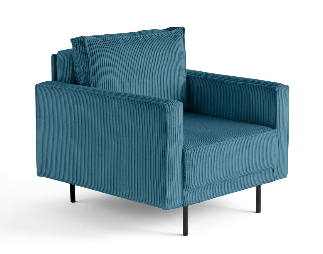 Fauteuil en velours côtelé avec pieds hauts Charlie