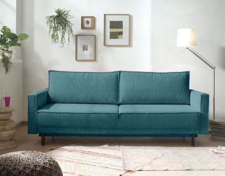 Canapé 3 places convertible avec coffre en velours côtelé Charlie