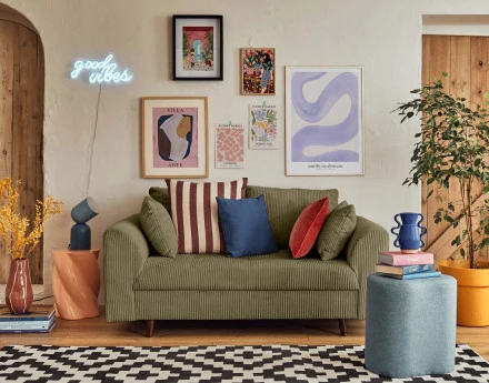 Canapé 2 places en velours côtelé Rune