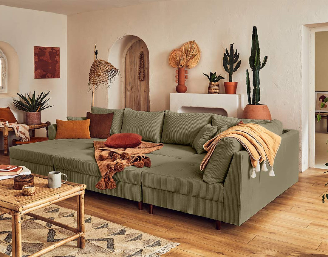 Pouf modulable en velours côtelé - Rune