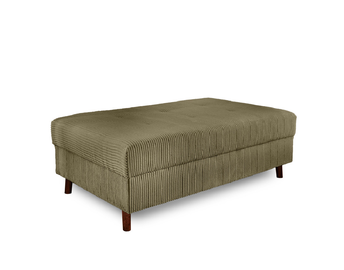 Canapé panoramique d'angle droit 7 places - avec pouf d'appoint - en velours côtelé - Rune