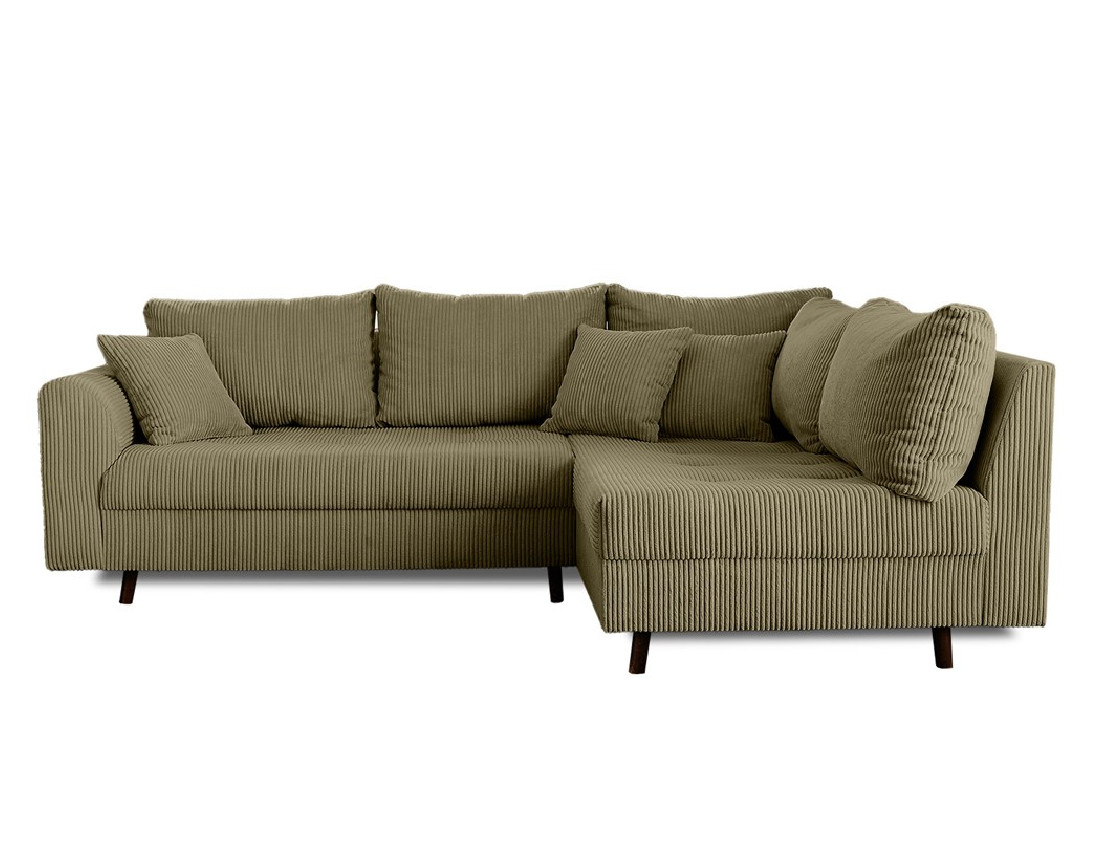 Canapé d'angle droit - 4 places - en velours côtelé - Rune