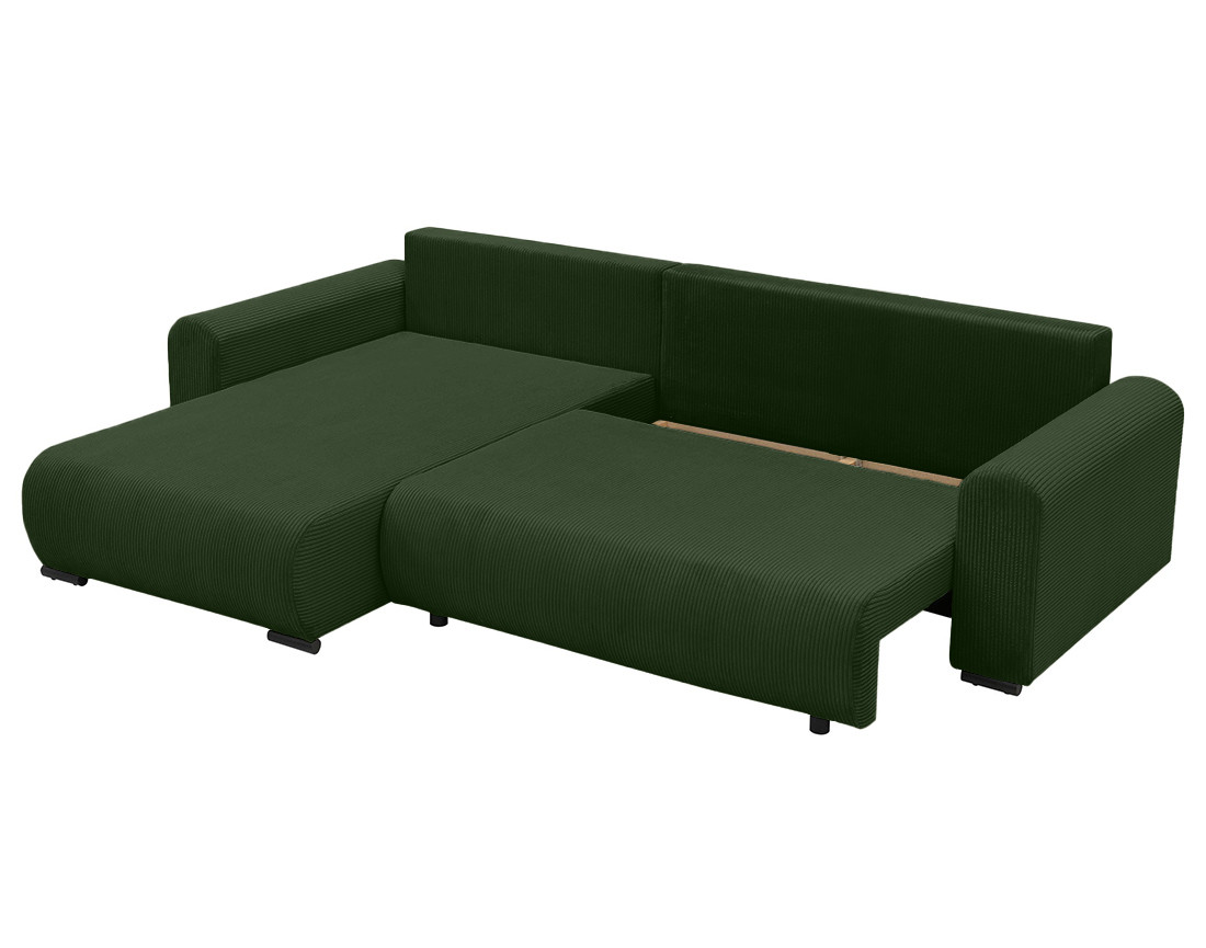 Canapé d'angle réversible 4 places convertible avec coffre en velours côtelé Rosalie