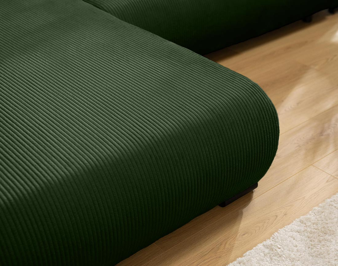 Canapé d'angle réversible 4 places convertible avec coffre en velours côtelé Rosalie