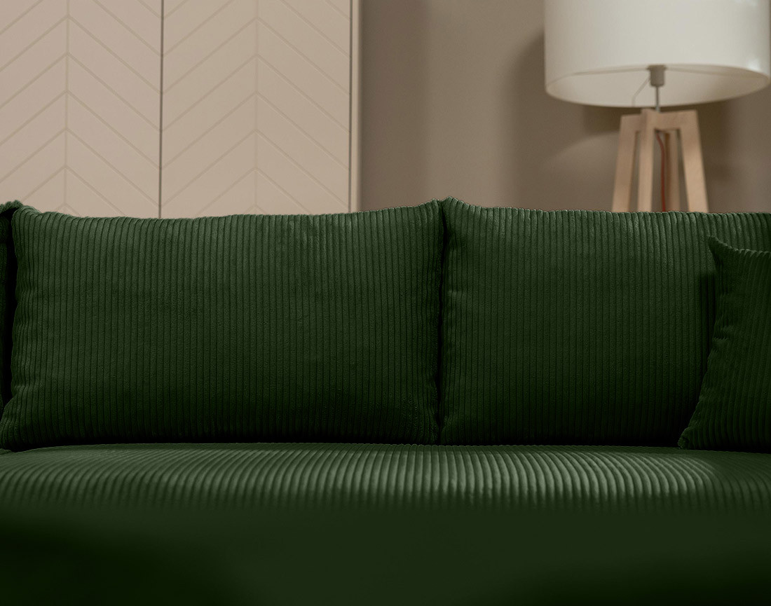 Canapé d'angle réversible 4 places convertible avec coffre en velours côtelé Rosalie