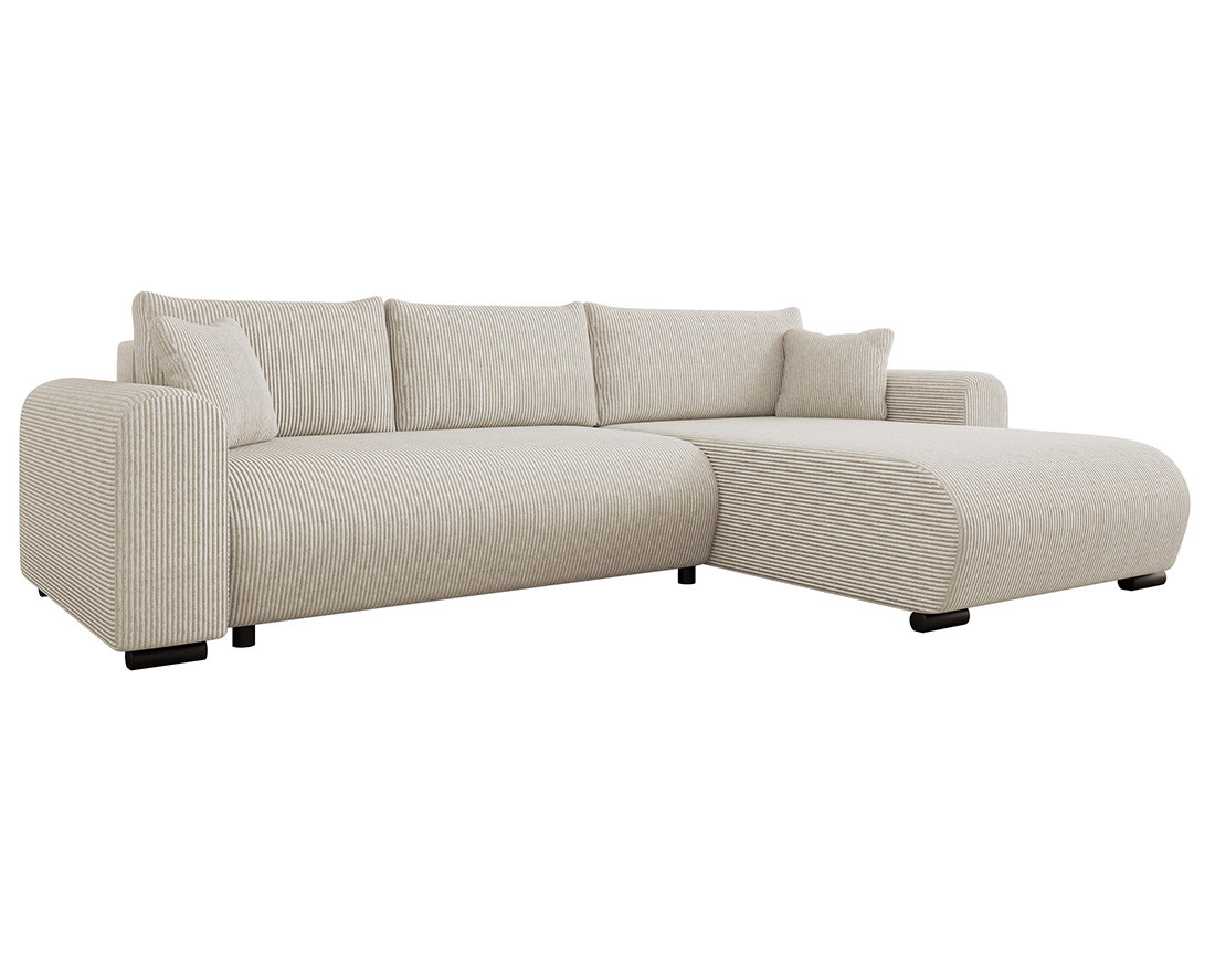 Canapé d'angle réversible 4 places convertible avec coffre en velours côtelé Rosalie