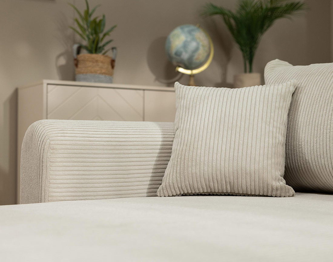 Canapé d'angle réversible 4 places convertible avec coffre en velours côtelé Rosalie