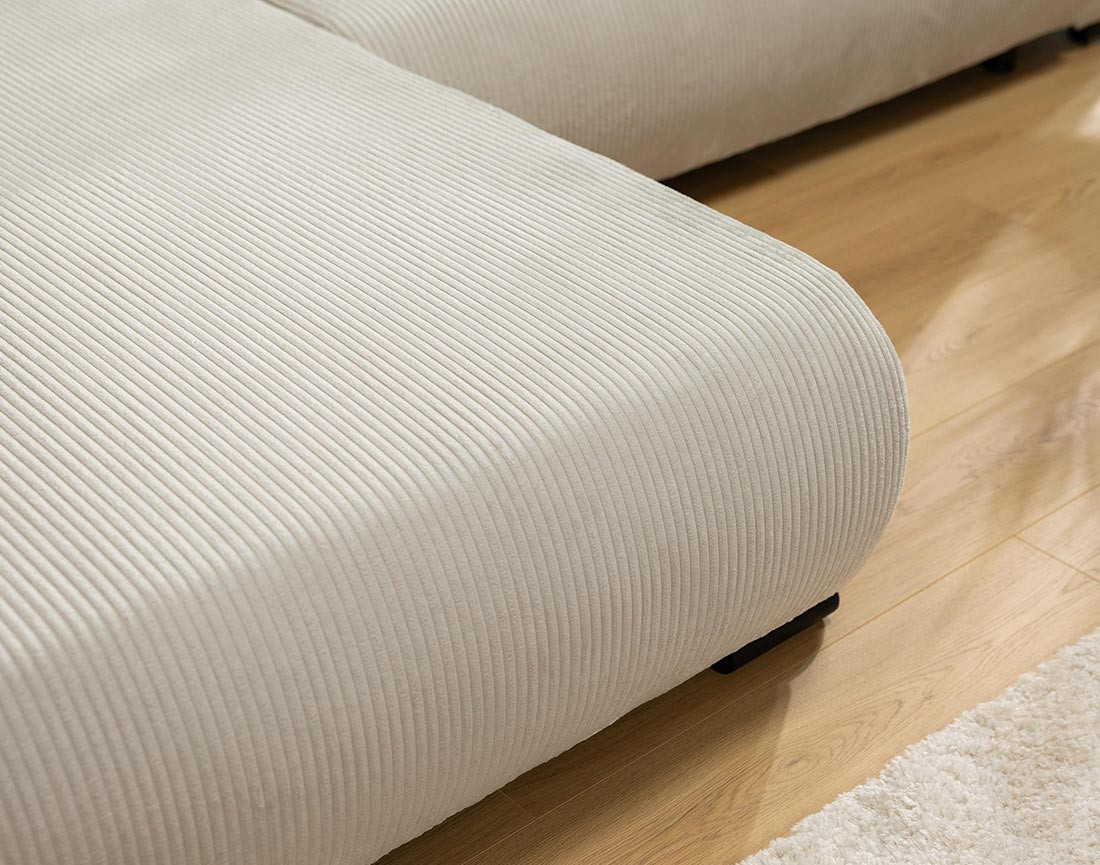 Canapé d'angle réversible 4 places convertible avec coffre en velours côtelé Rosalie