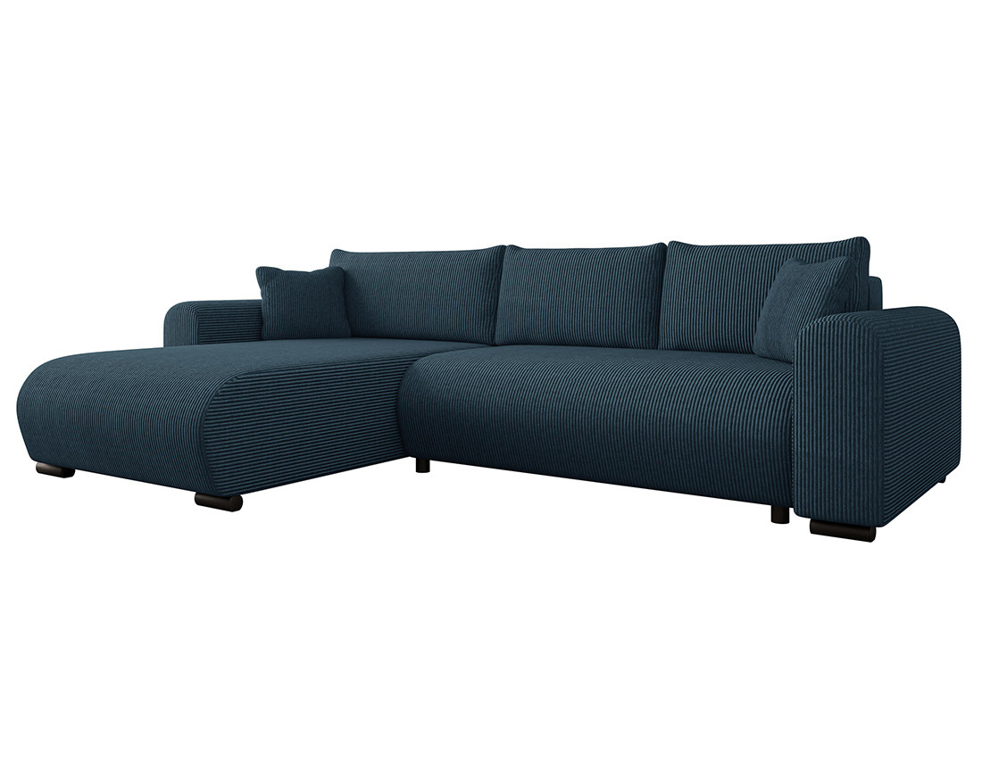 Canapé d'angle réversible 4 places convertible avec coffre en velours côtelé Rosalie