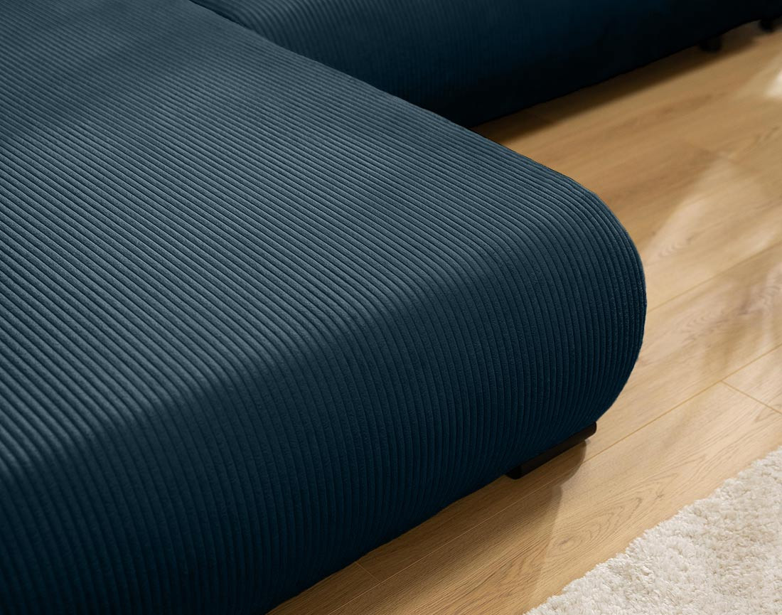 Canapé d'angle réversible 4 places convertible avec coffre en velours côtelé Rosalie