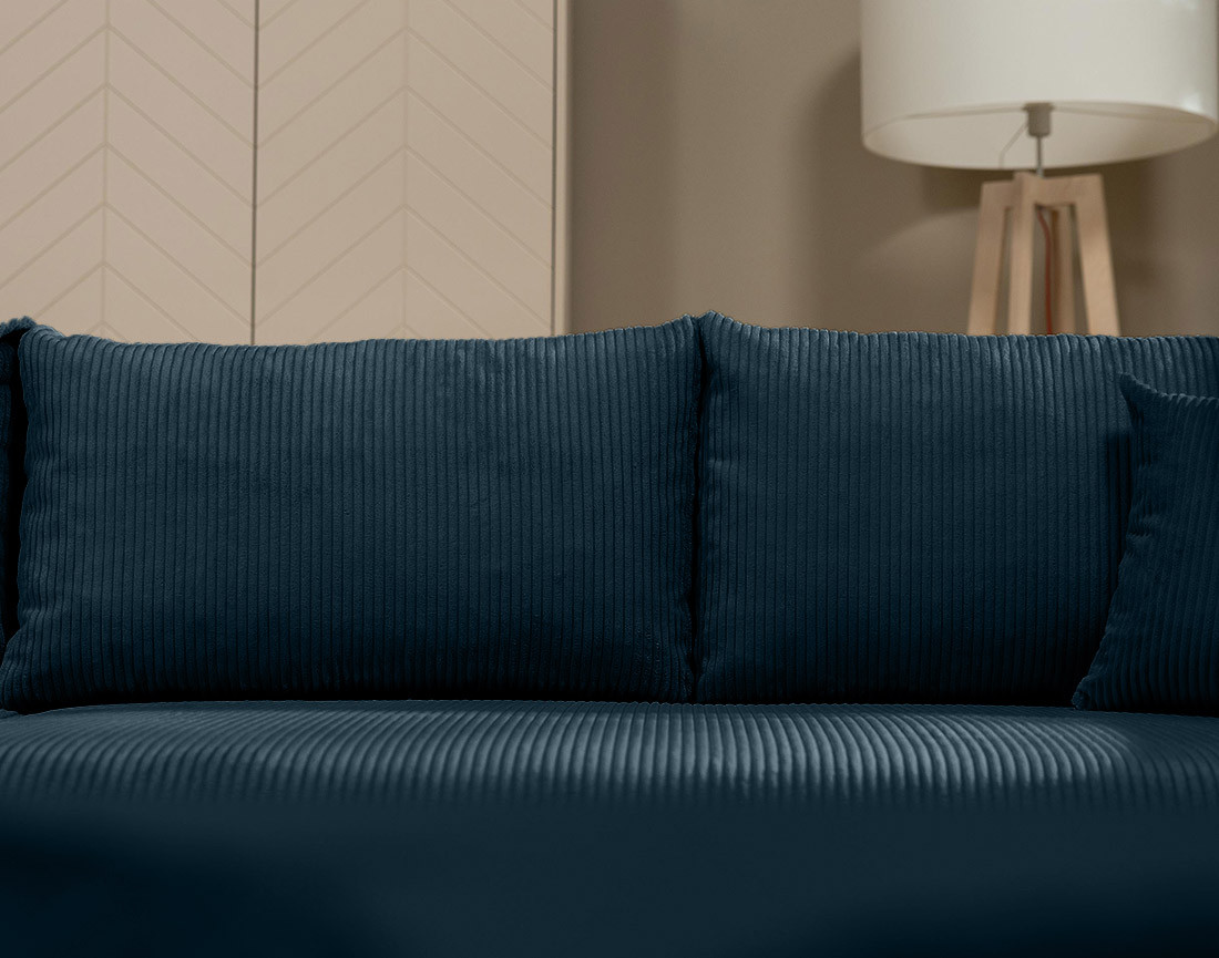 Canapé d'angle réversible 4 places convertible avec coffre en velours côtelé Rosalie