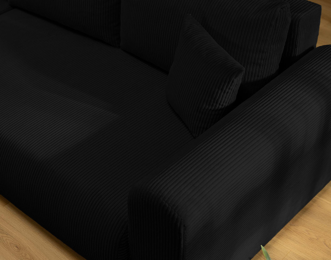 Canapé d'angle réversible 4 places convertible avec coffre en velours côtelé Rosalie