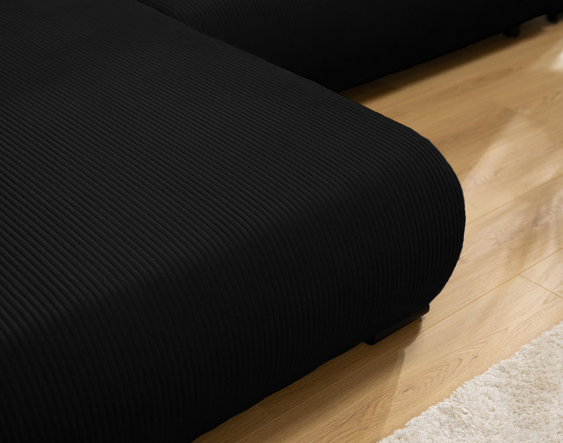 Canapé d'angle réversible 4 places convertible avec coffre en velours côtelé Rosalie