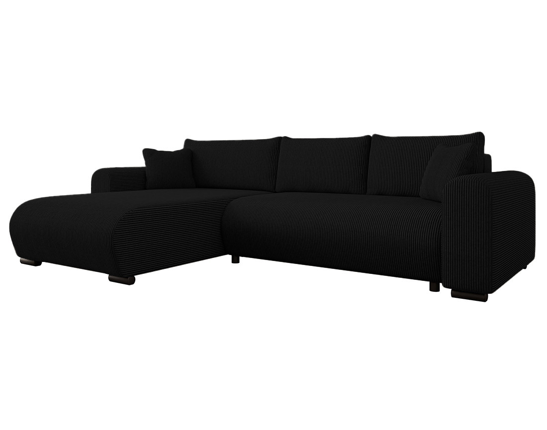 Canapé d'angle réversible 4 places convertible avec coffre en velours côtelé Rosalie