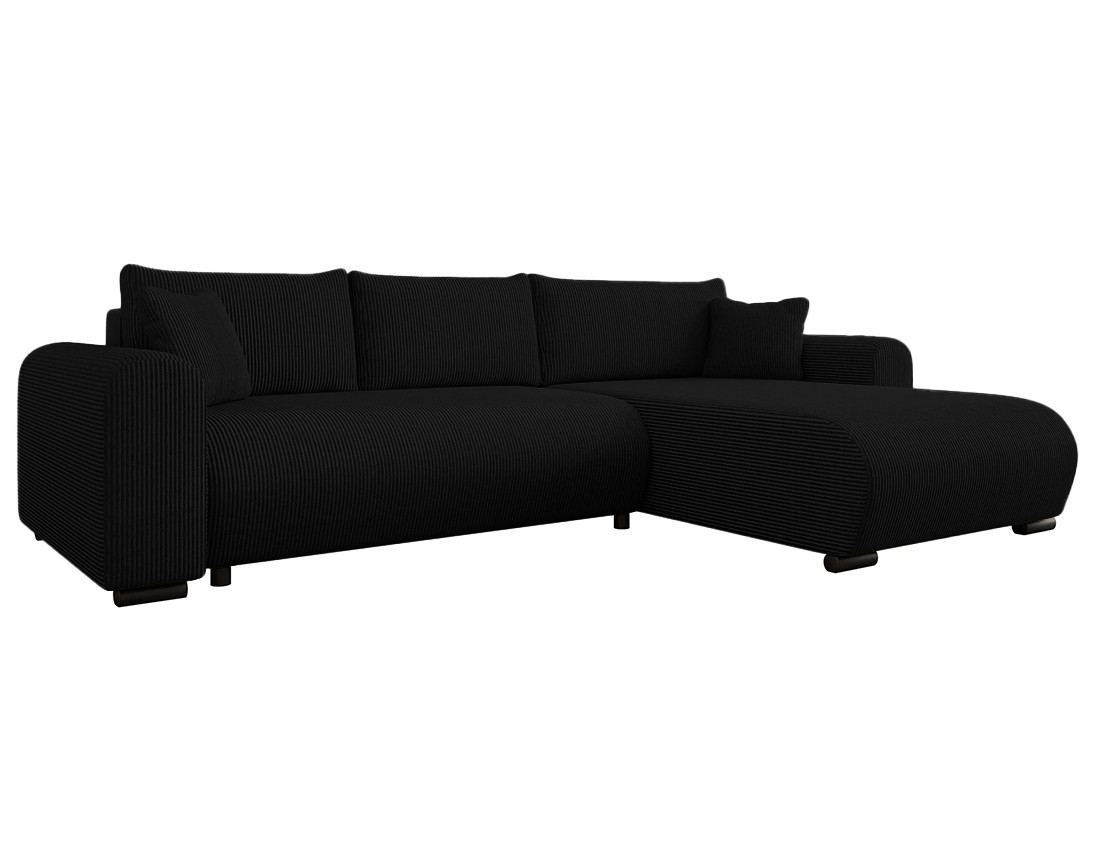 Canapé d'angle réversible 4 places convertible avec coffre en velours côtelé Rosalie