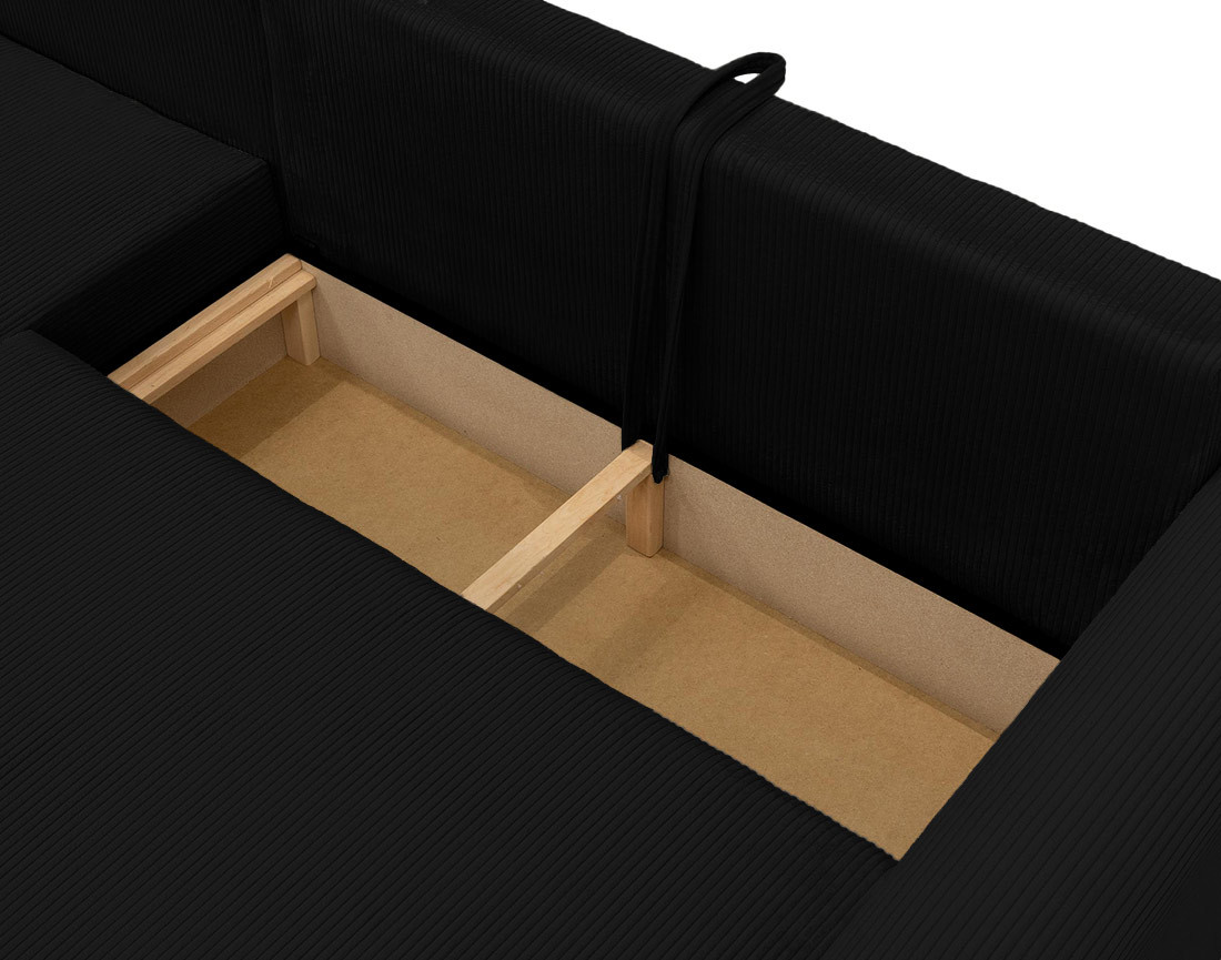 Canapé d'angle réversible 4 places convertible avec coffre en velours côtelé Rosalie