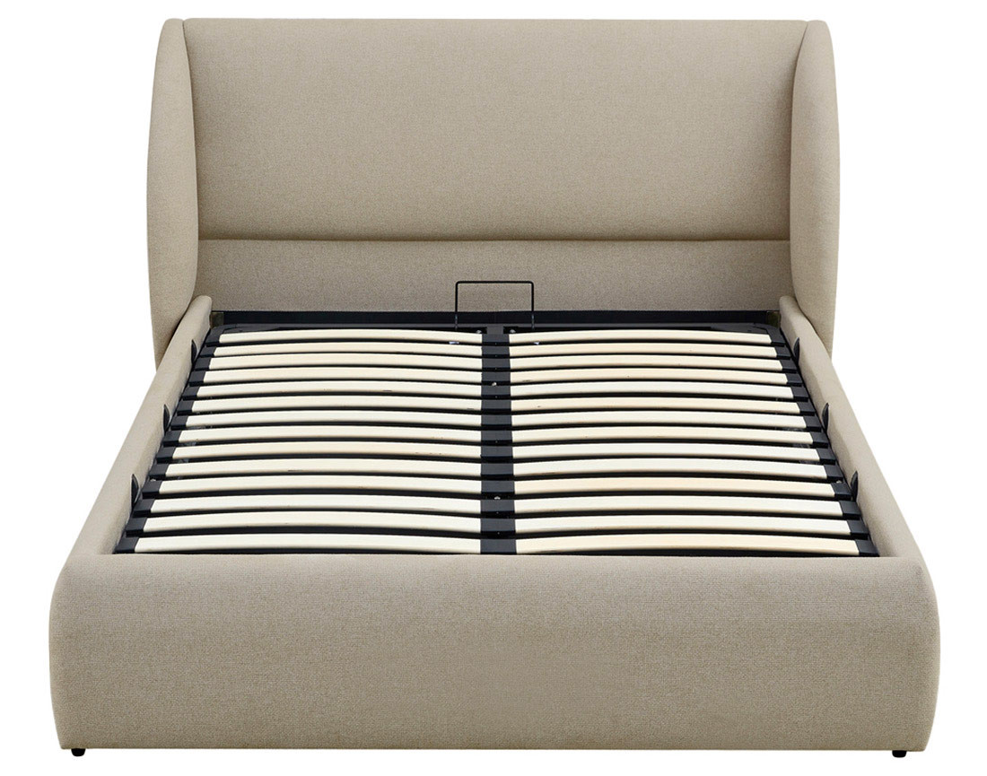 Lit coffre 140x190 cm sommier inclus en tissu Florina