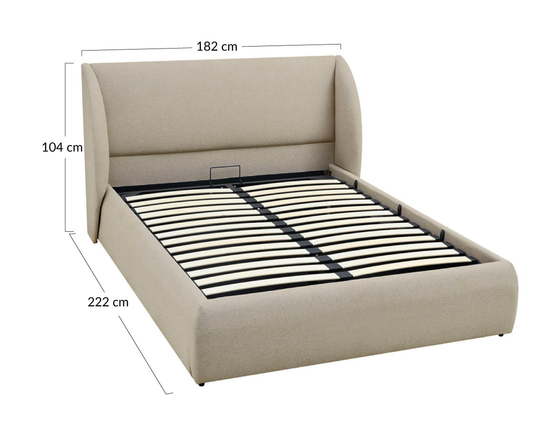 Lit coffre 160x200 cm sommier inclus en tissu Florina
