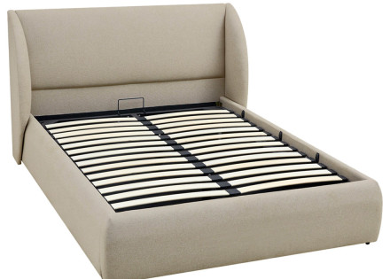 Lit coffre 160x200 cm sommier inclus en tissu Florina