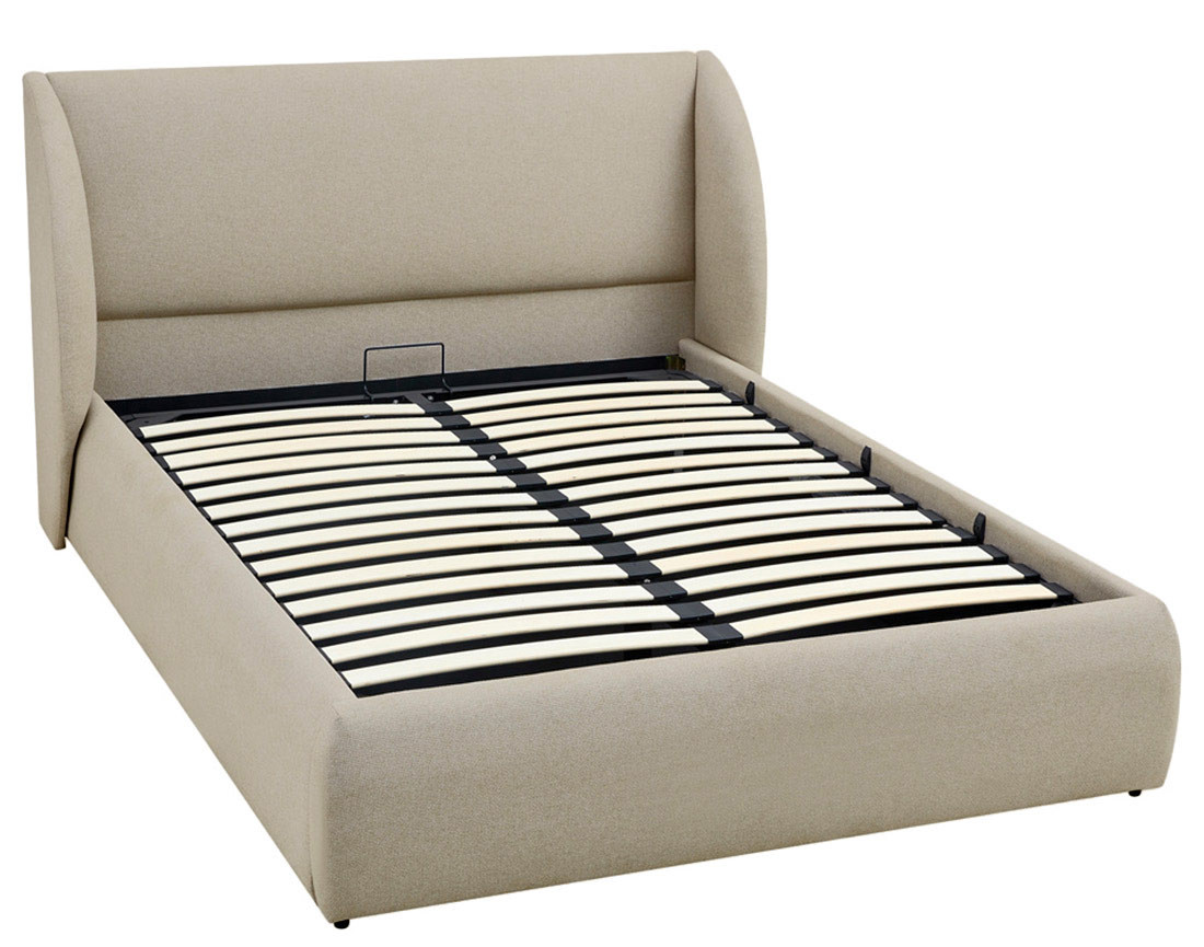 Lit coffre 160x200 cm sommier inclus en tissu Florina