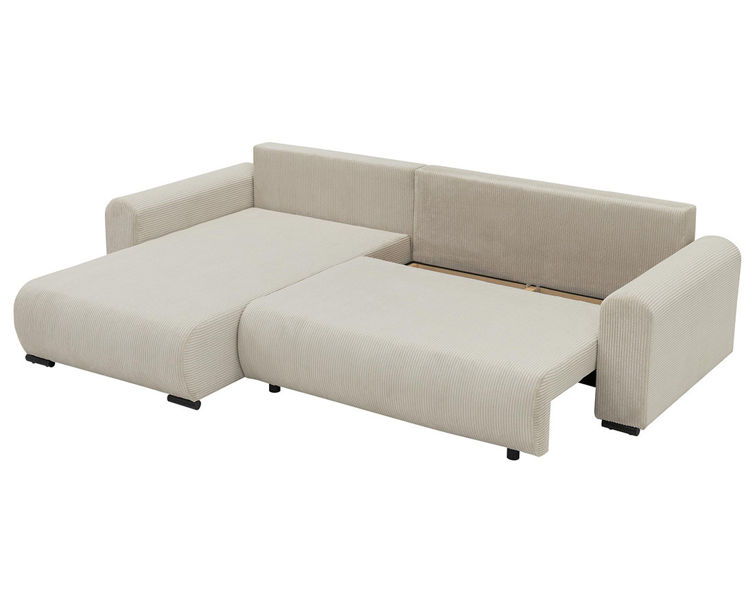 Canapé d'angle réversible 4 places convertible avec coffre en velours côtelé Rosalie