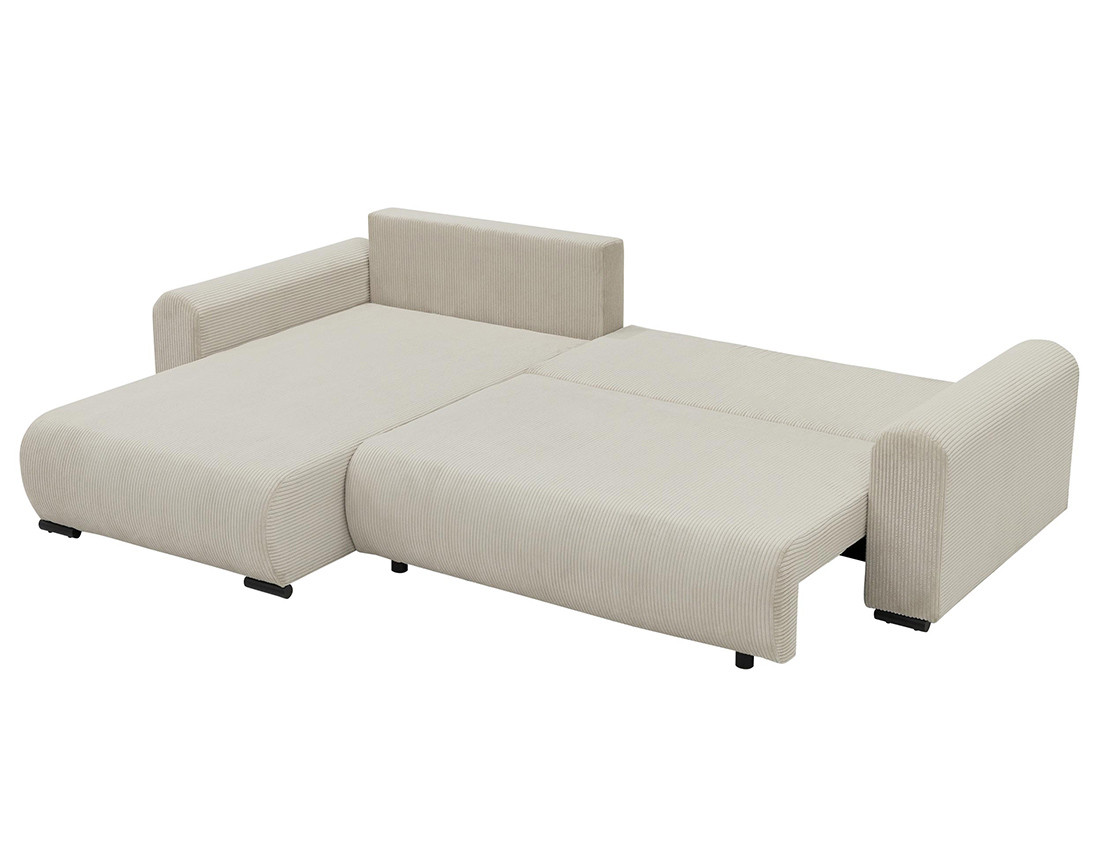 Canapé d'angle réversible 4 places convertible avec coffre en velours côtelé Rosalie