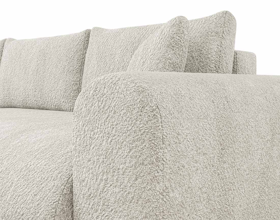 Canapé d'angle réversible 4 places convertible avec coffre en tissu bouclette Rosalie