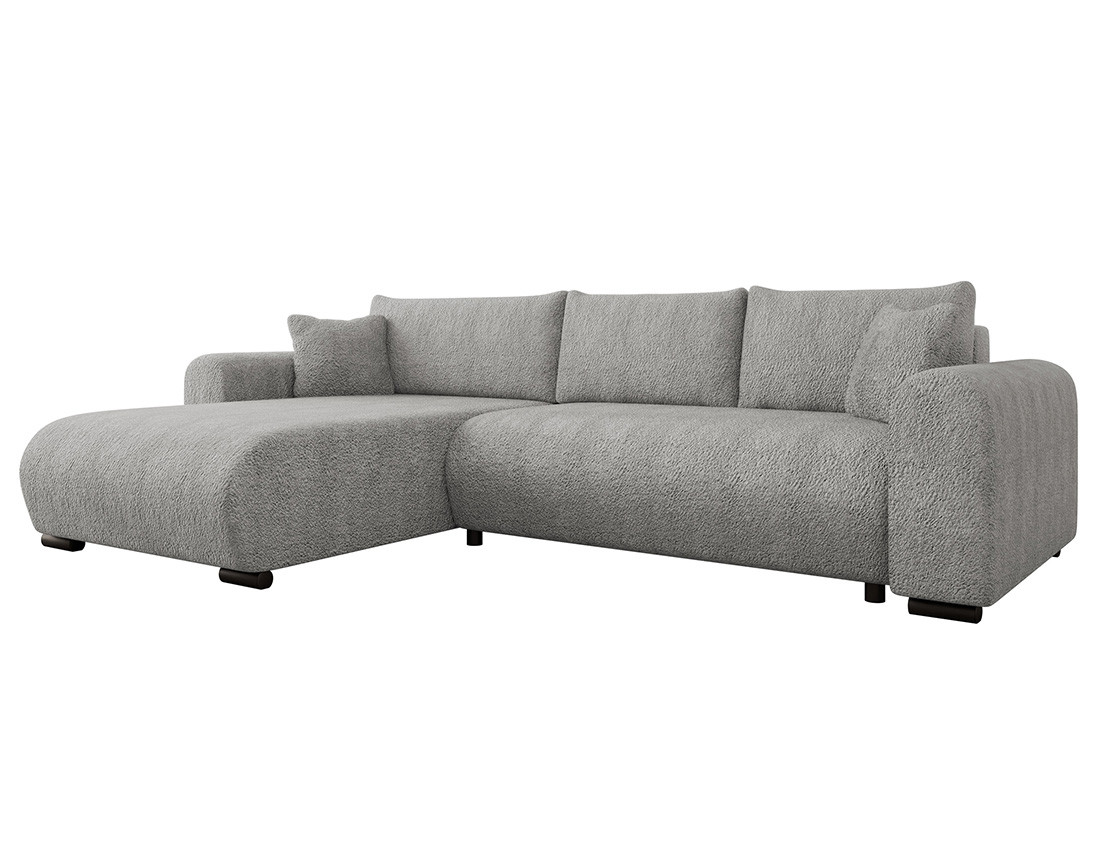 Canapé d'angle réversible 4 places convertible avec coffre en tissu bouclette Rosalie Canapé d'angle réversible 4 places convertible avec coffre en tissu bouclette Rosalie