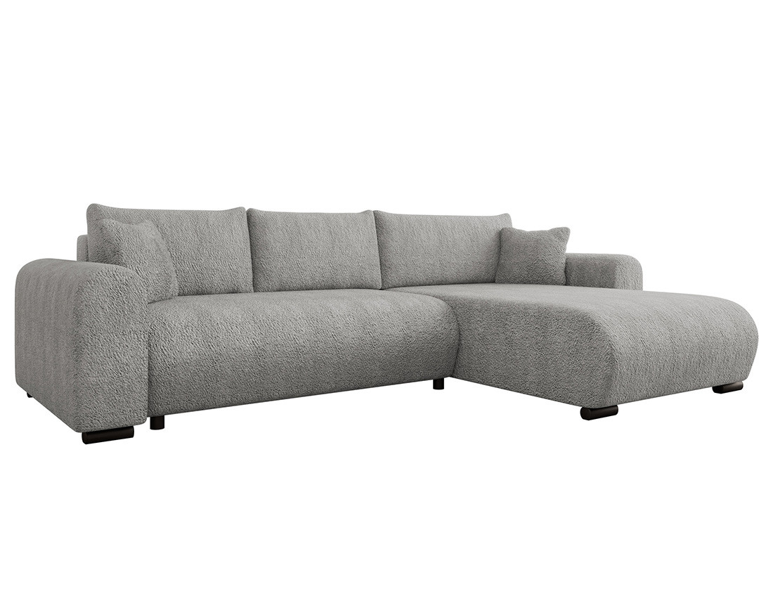 Canapé d'angle réversible 4 places convertible avec coffre en tissu bouclette Rosalie Canapé d'angle réversible 4 places convertible avec coffre en tissu bouclette Rosalie