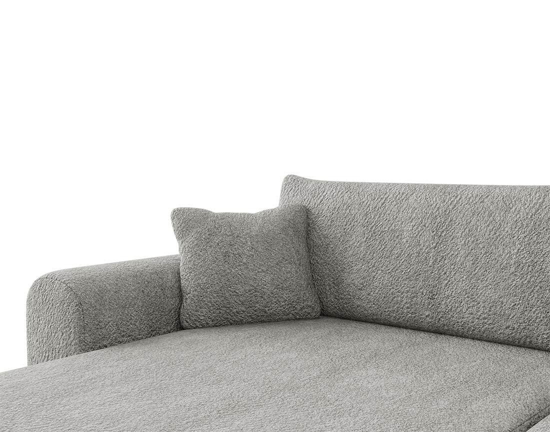 Canapé d'angle réversible 4 places convertible avec coffre en tissu bouclette Rosalie Canapé d'angle réversible 4 places convertible avec coffre en tissu bouclette Rosalie