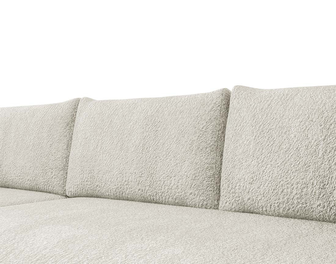 Canapé d'angle réversible 4 places convertible avec coffre en tissu bouclette Rosalie