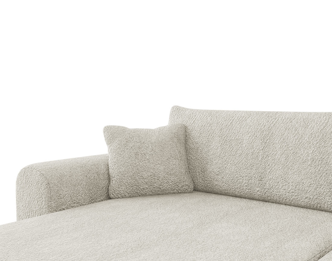 Canapé d'angle réversible 4 places convertible avec coffre en tissu bouclette Rosalie