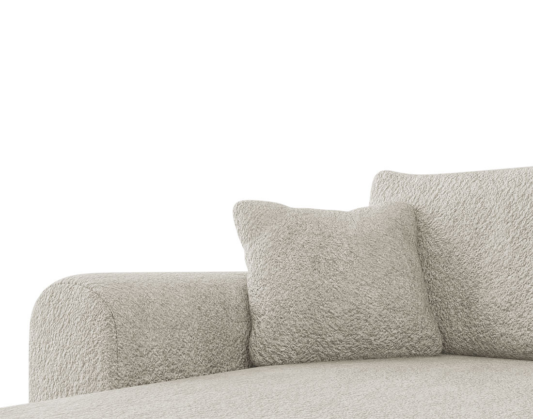 Canapé d'angle réversible 4 places convertible avec coffre en tissu bouclette Rosalie