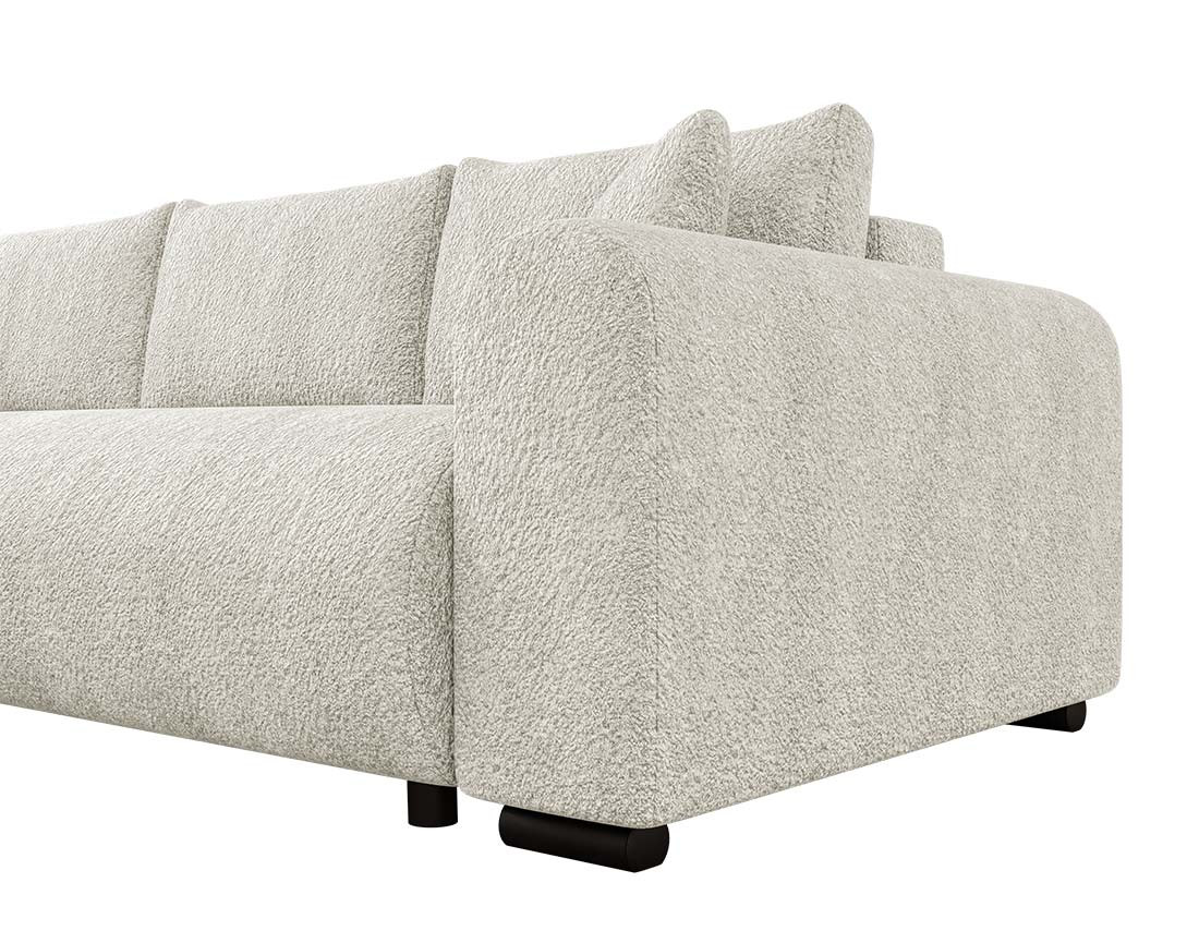 Canapé d'angle réversible 4 places convertible avec coffre en tissu bouclette Rosalie