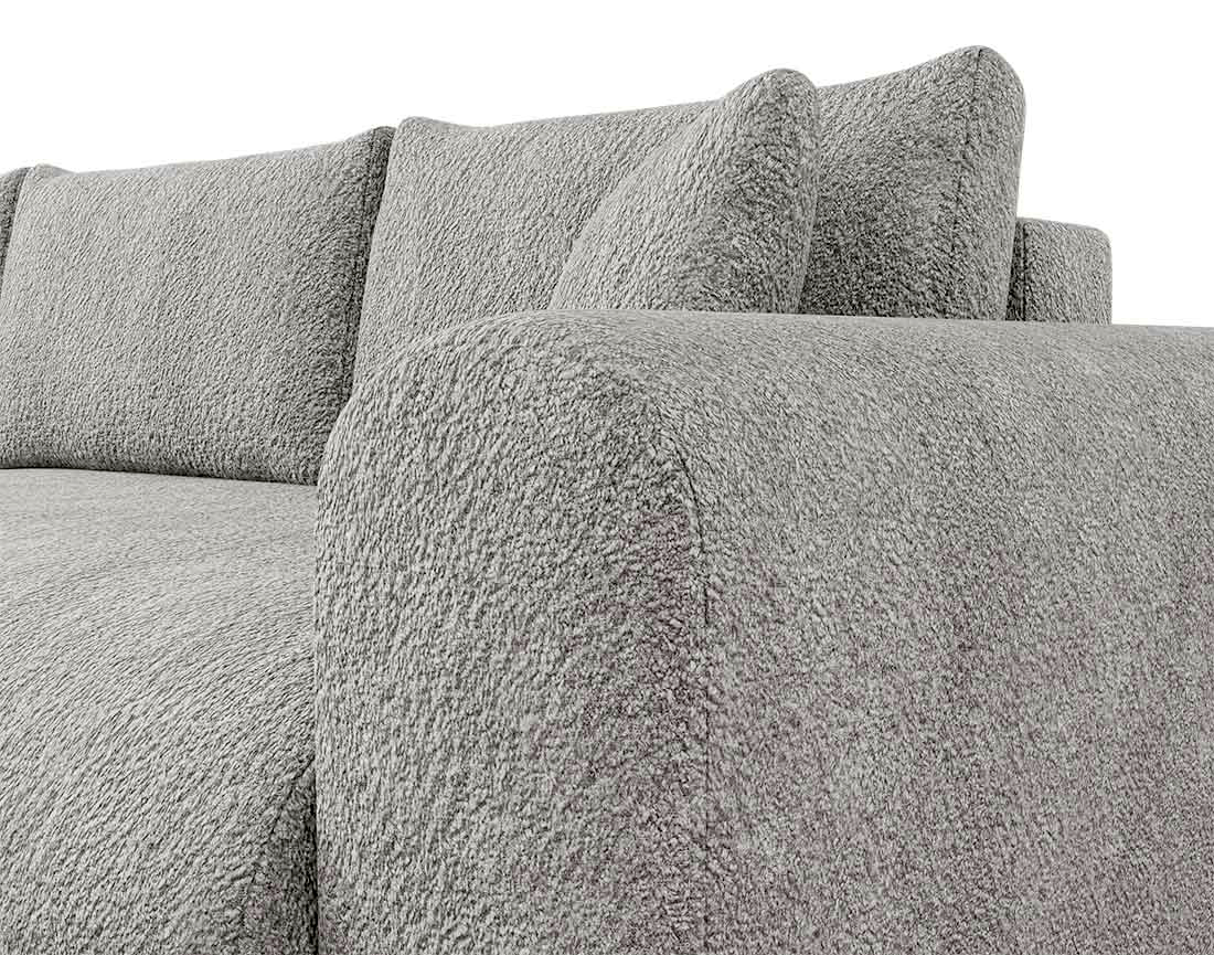 Canapé d'angle réversible 4 places convertible avec coffre en tissu bouclette Rosalie Canapé d'angle réversible 4 places convertible avec coffre en tissu bouclette Rosalie