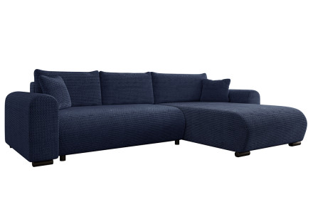 Canapé d'angle réversible 4 places convertible avec coffre en velours texturé Rosalie