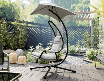 Fauteuil suspendu avec pare-soleil en tissu Cozumel