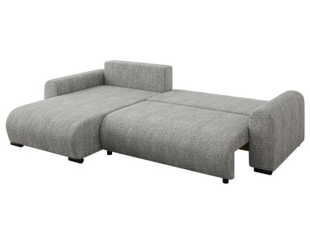 Canapé d'angle réversible 4 places convertible avec coffre en tissu bouclette Rosalie