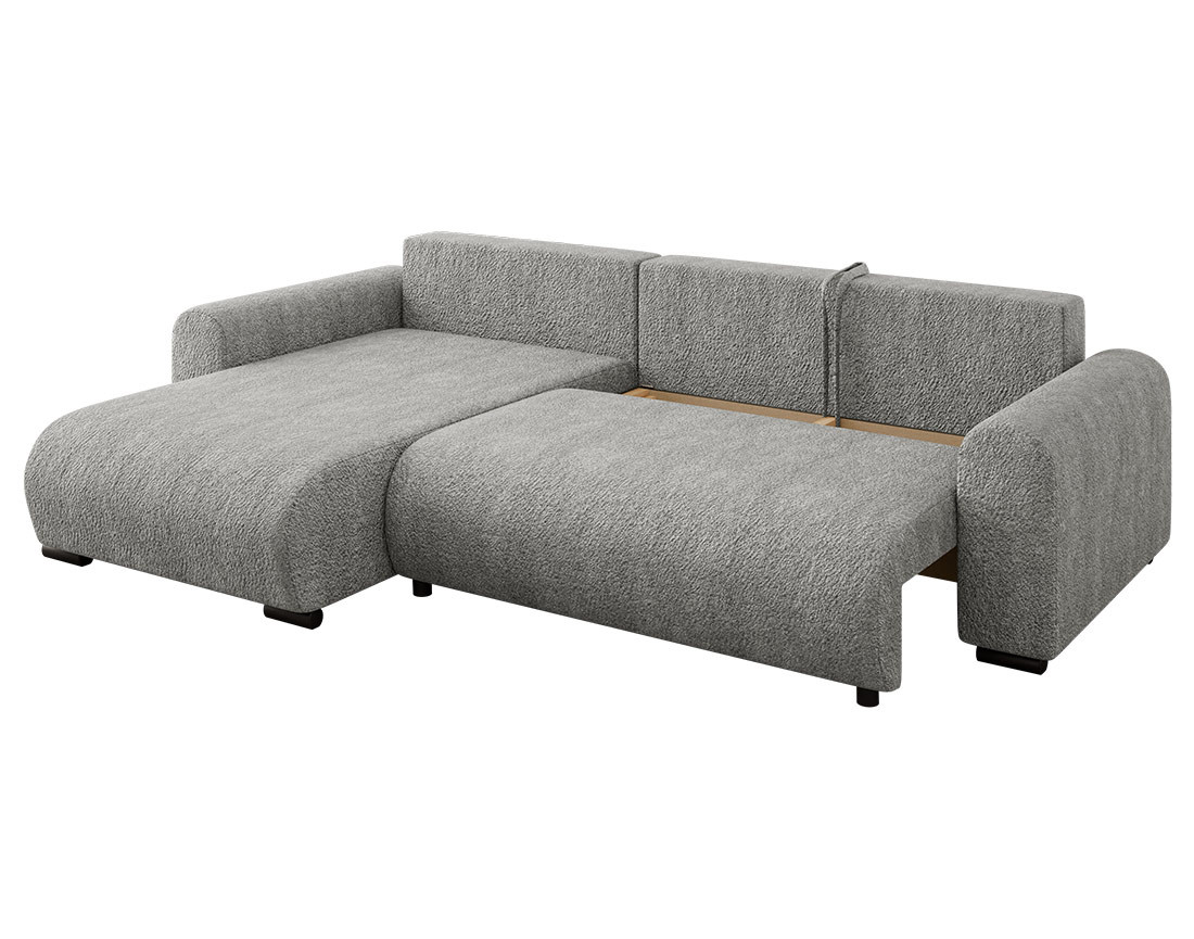 Canapé d'angle réversible 4 places convertible avec coffre en tissu bouclette Rosalie Canapé d'angle réversible 4 places convertible avec coffre en tissu bouclette Rosalie
