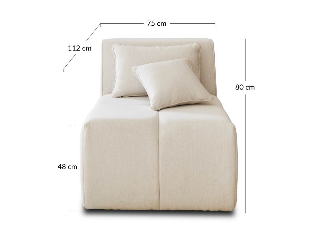 Module d'assise sans accoudoirs en tissu Caracas
