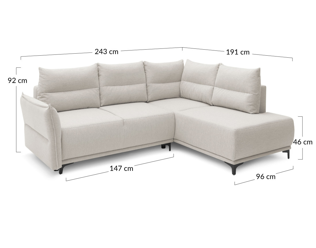Canapé d'angle convertible Astoria 5 places avec coffre style moderne