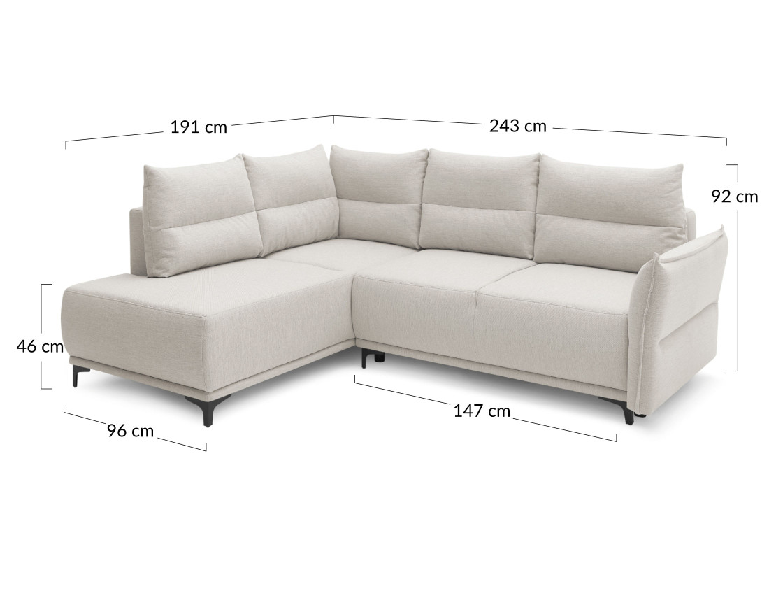 Arya - canapé d'angle convertible - avec coffre - 5 places - style contemporain - gauche
