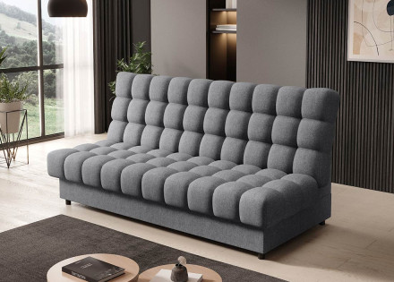 Canapé convertible clic-clac 3 places avec coffre en tissu texturé Ezra