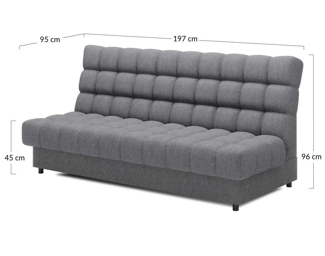 Canapé convertible clic-clac 3 places avec coffre en tissu texturé Ezra