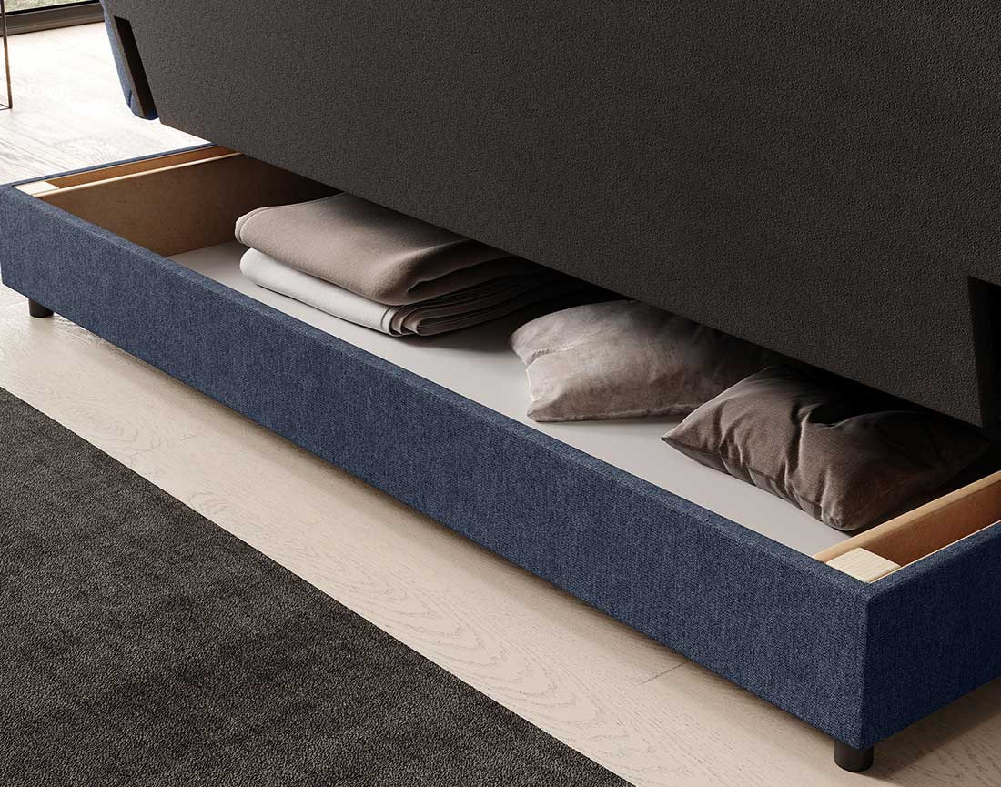 Canapé convertible clic-clac 3 places avec coffre en tissu texturé Ezra