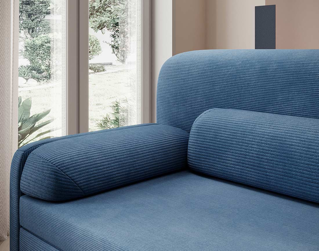 Canapé droit 3 places convertible avec coffre en velours côtelé Marius