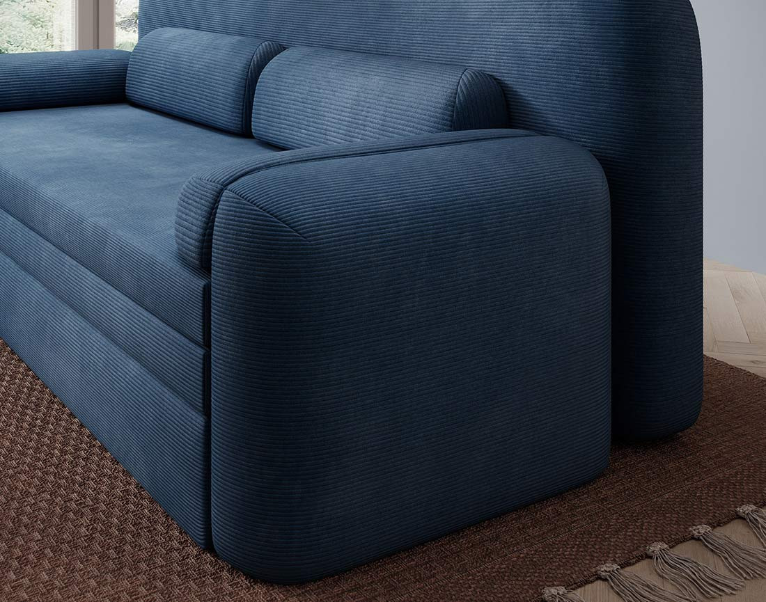 Canapé droit 3 places convertible avec coffre en velours côtelé Marius