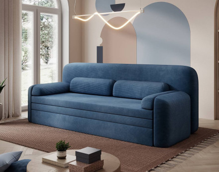 Canapé droit 3 places convertible avec coffre en velours côtelé Marius